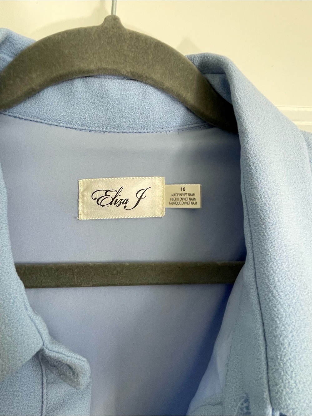 Eliza J Light Blue Button-Front Tie-Waist Shirt Dress - Picture 3 of 6